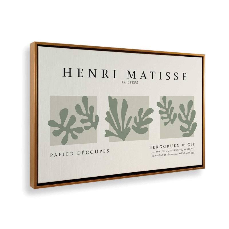 La Gerbe Trio Matisse, reproduction d'art sur toile encadrée, H 32,75 po x l 48,75 po, Or poli