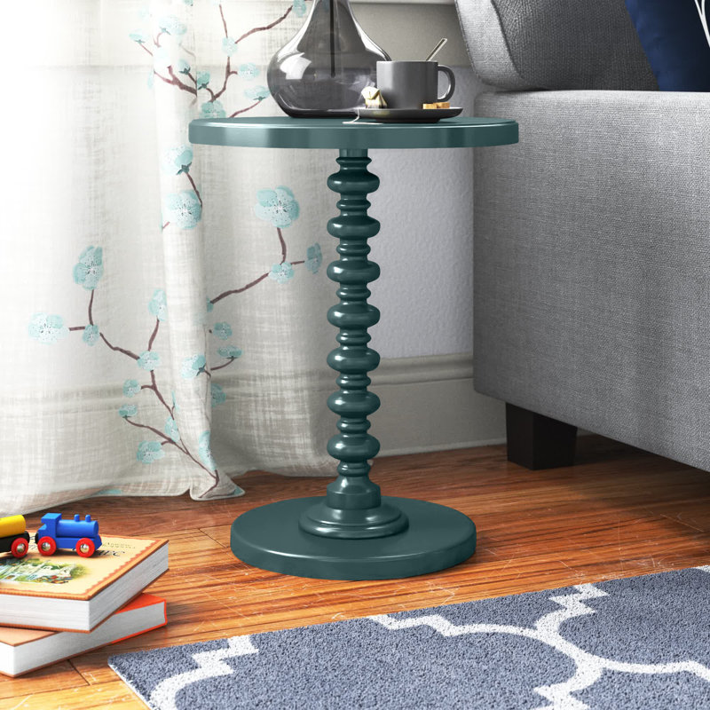 Table de bout à piédestal Fiama, Bleu sarcelle, H 22,25 po x l 17 po