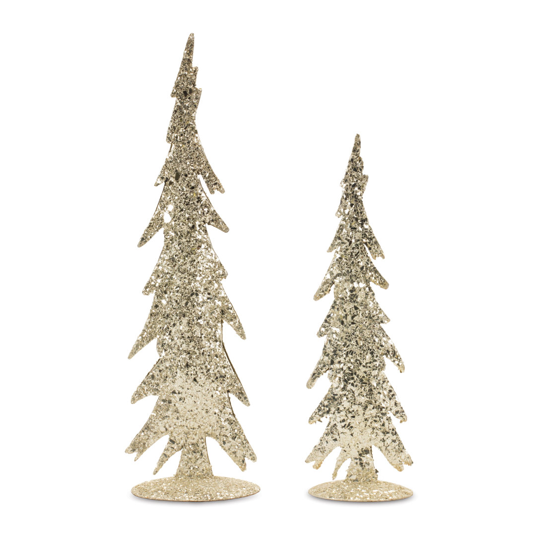 Gold Mosaic Glass Pine Tree (Set of 2) The Holiday Aisle®