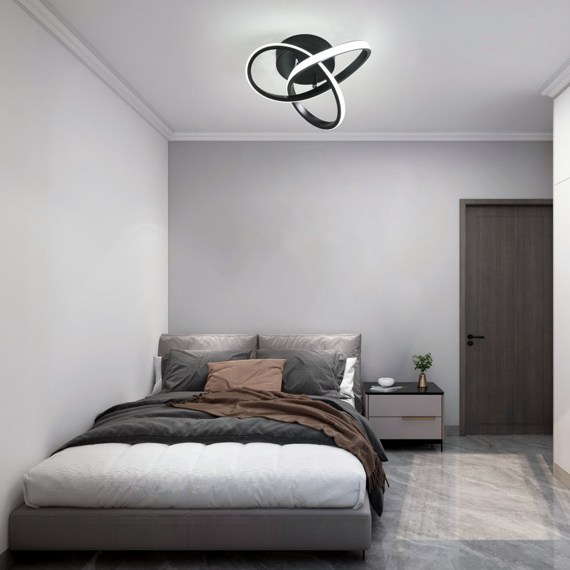 Angstrom 1 - Light 26cm Unique/Statement Geometric LED Semi Flush Mount, Matte Black