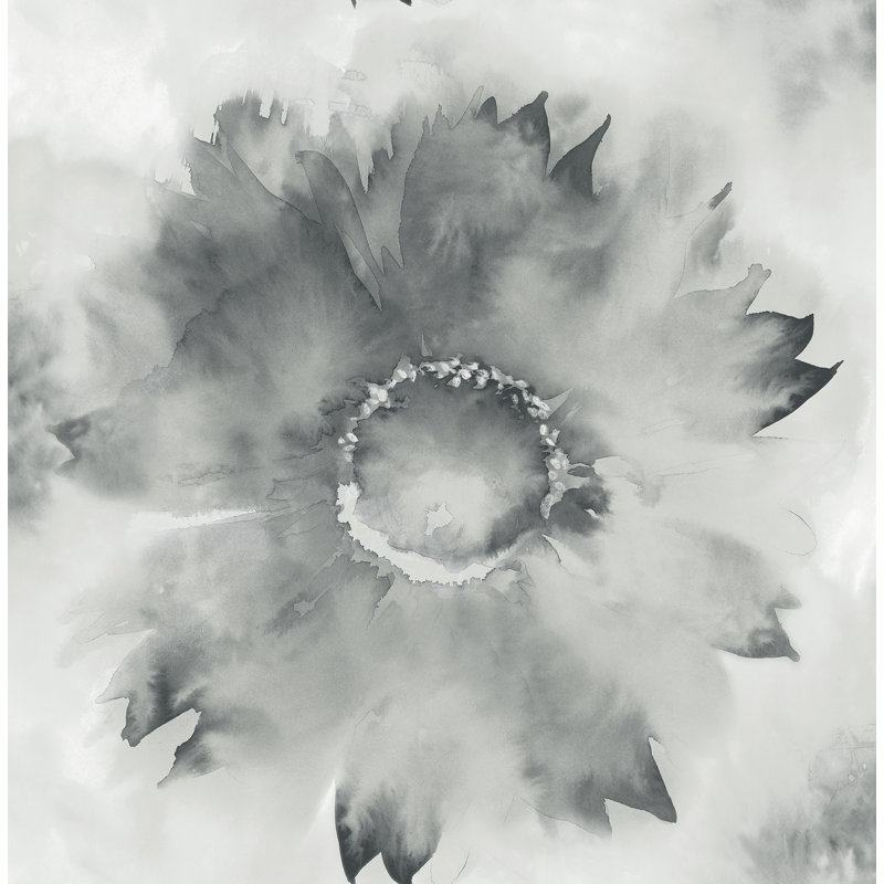 Rouleau de papier peint l 33 pi x l 20,5 po tournesol Jacey, Argent métallique / gris anthracite