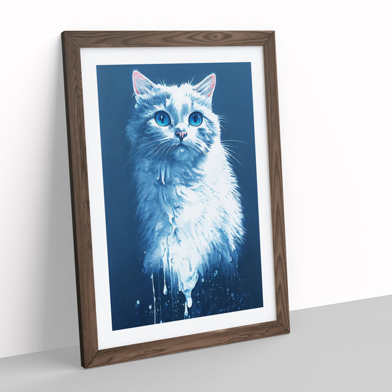 Painted Cat No.6 - Framed Print, 64cm H x 46cm W x 2cm D, Walnut Framed