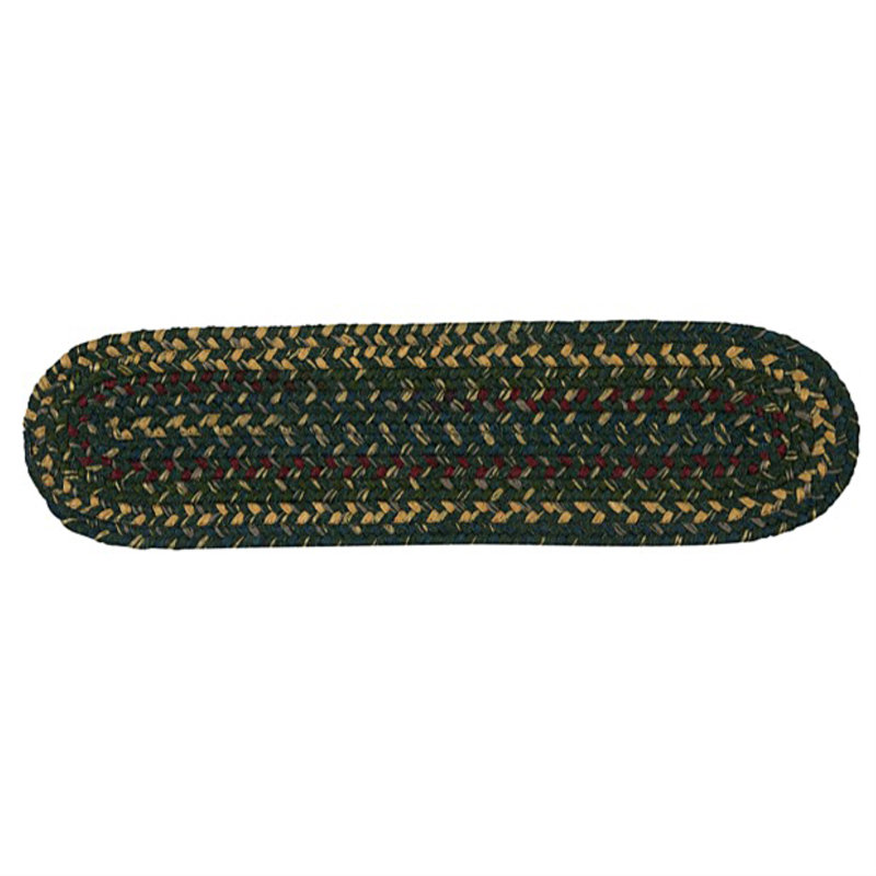 Tapis d'escalier New England Braid - 100% laine, Vert forêt profond, 13