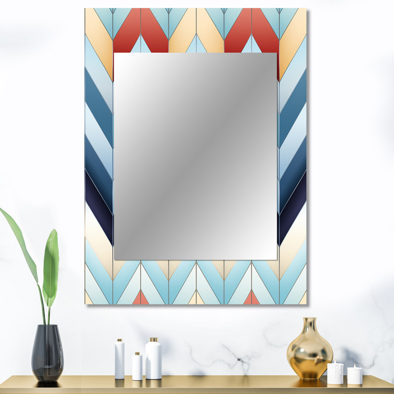 Geometric Harmony Chevron Pattern - chevron  Large Mirror, Chevron Unique Wall Mirror Decor, Printed Metal Art, 40" x 30"