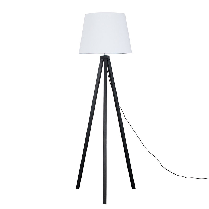 Nemours 159cm Basbro Tripod Floor Lamp Shade, Light Wood, Yes, Grey