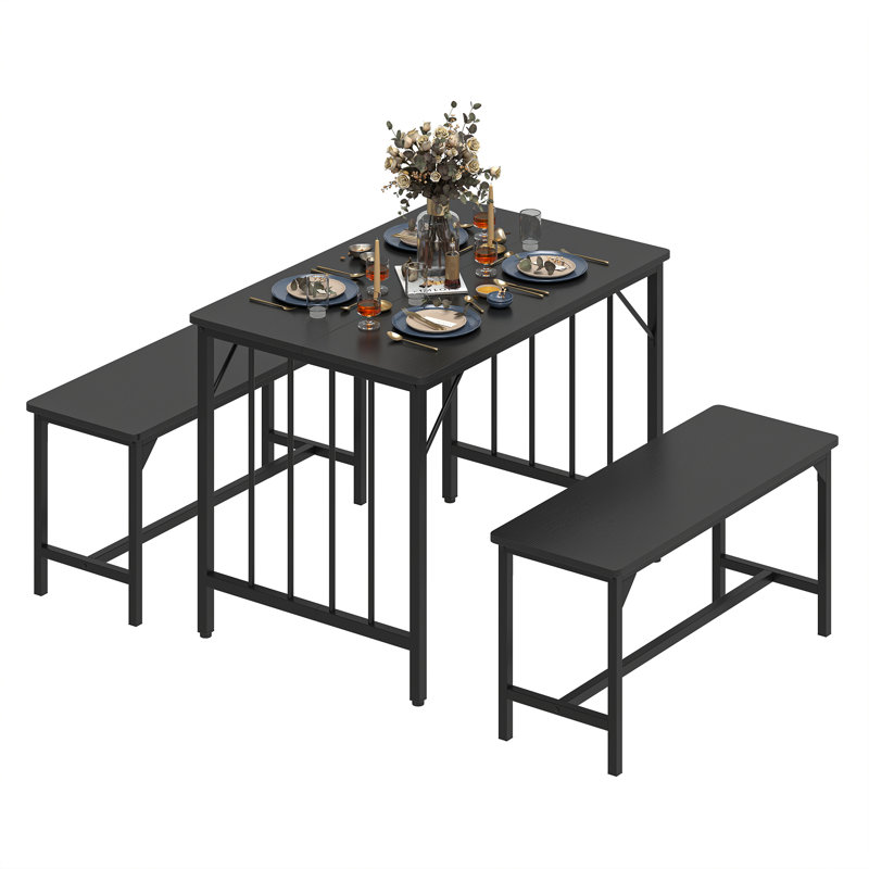 4-Person Dining Set, Black