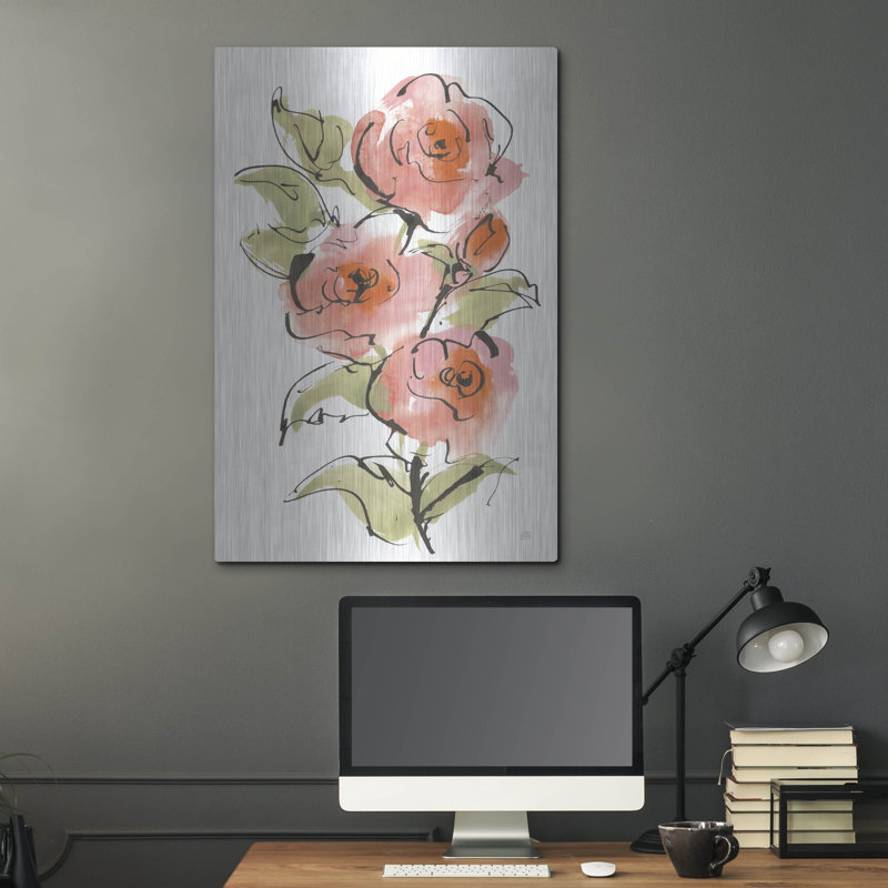Art mural en métal «Smooth Rose 1» par Chris Paschke, H 36 po x l 24 po