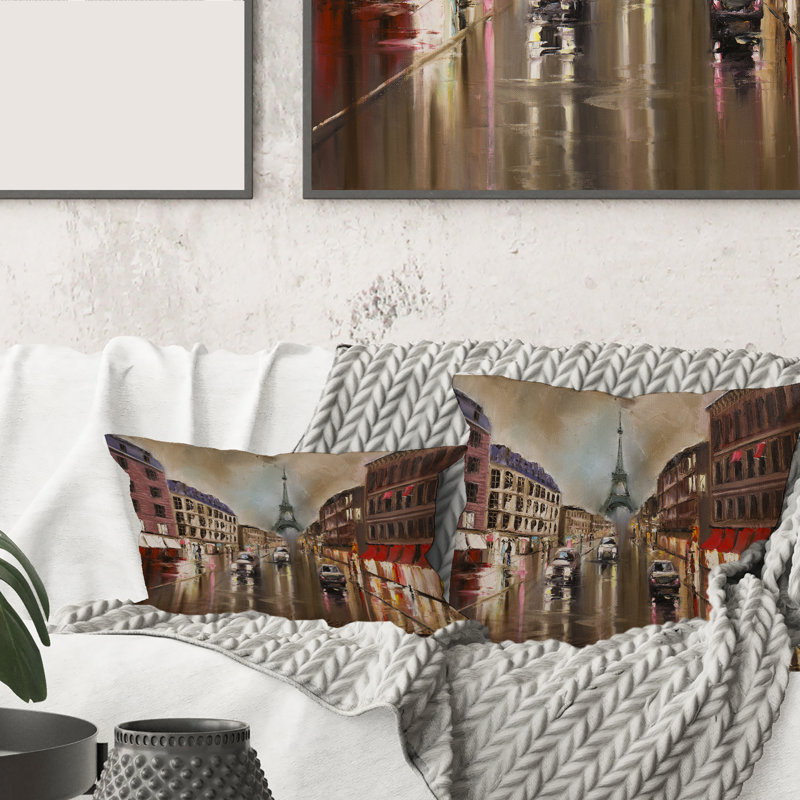 Housse et insert de coussin Quiet Rainy Street in Paris, 18" x 18"