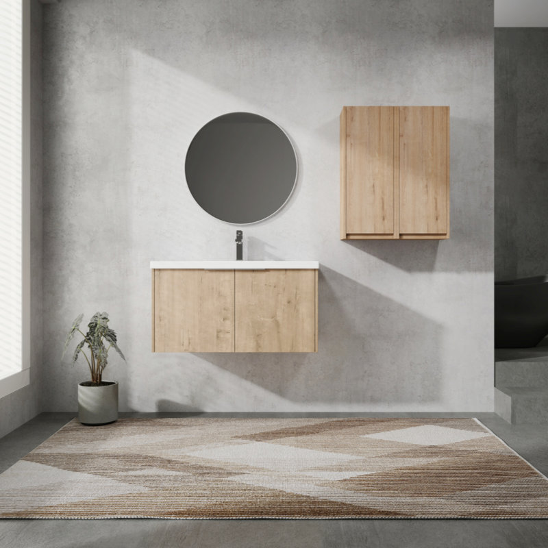 Meuble-lavabo mural 36 po avec lavabo et armoire latérale 36 po