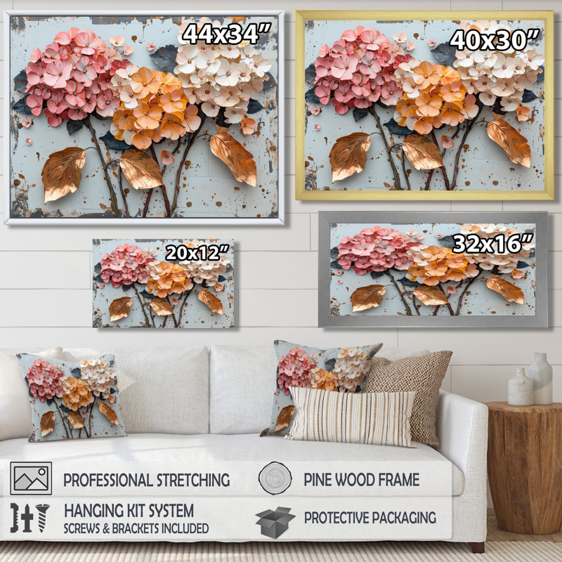 Hodgson - Floral Wall Art, Impression sur cadre flottant, H 28 po x l 60 po, Blanc