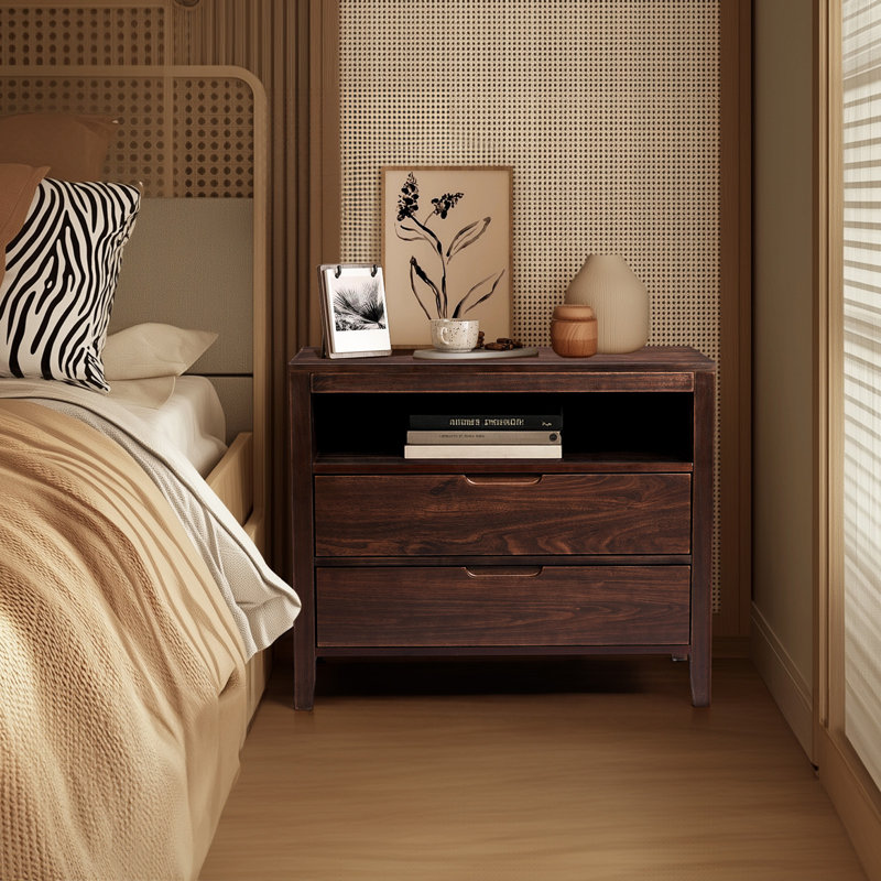 24.02" H 2-Drawer Nightstand with Shelf