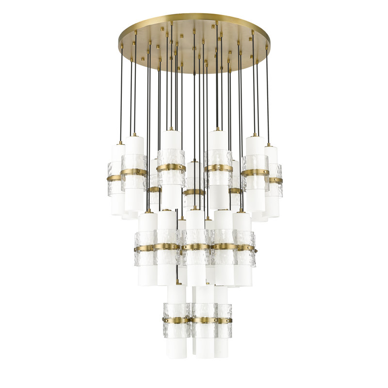 Lustre à niveaux multiples 27 lumières Bryelle, Or