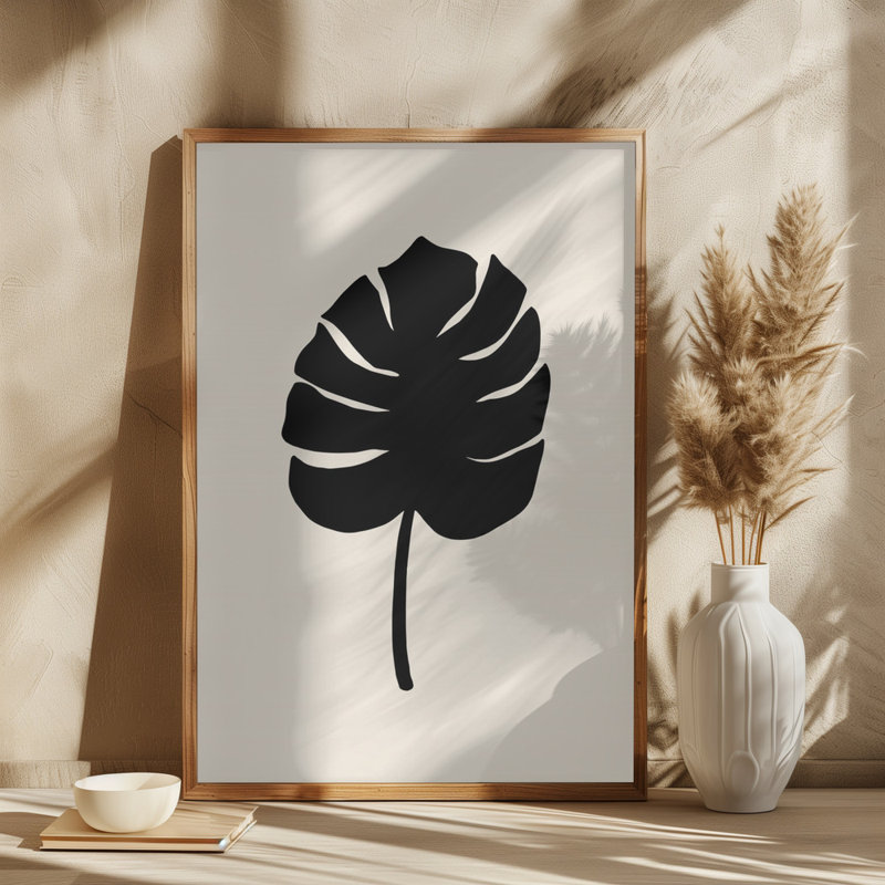 Monstera Canvas Canvas Print, Black, 91.44 cm H x 60.96 cm W