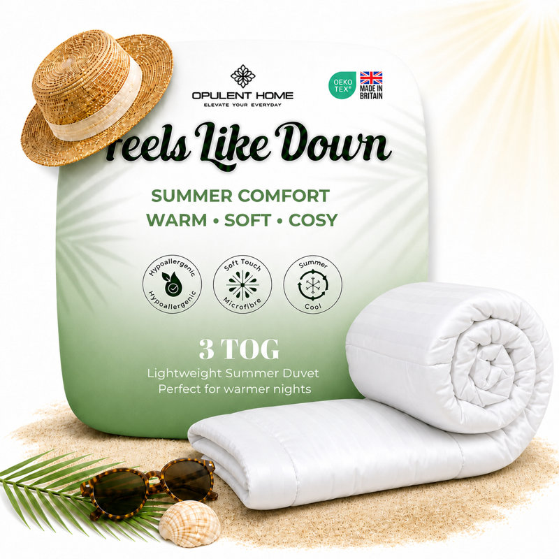 Opulent Home Premium Anti-Allergy Duvet Quilt 3 TOG - Lightweight Stripe Summer Comforter - Available Single /Double/King/Super King