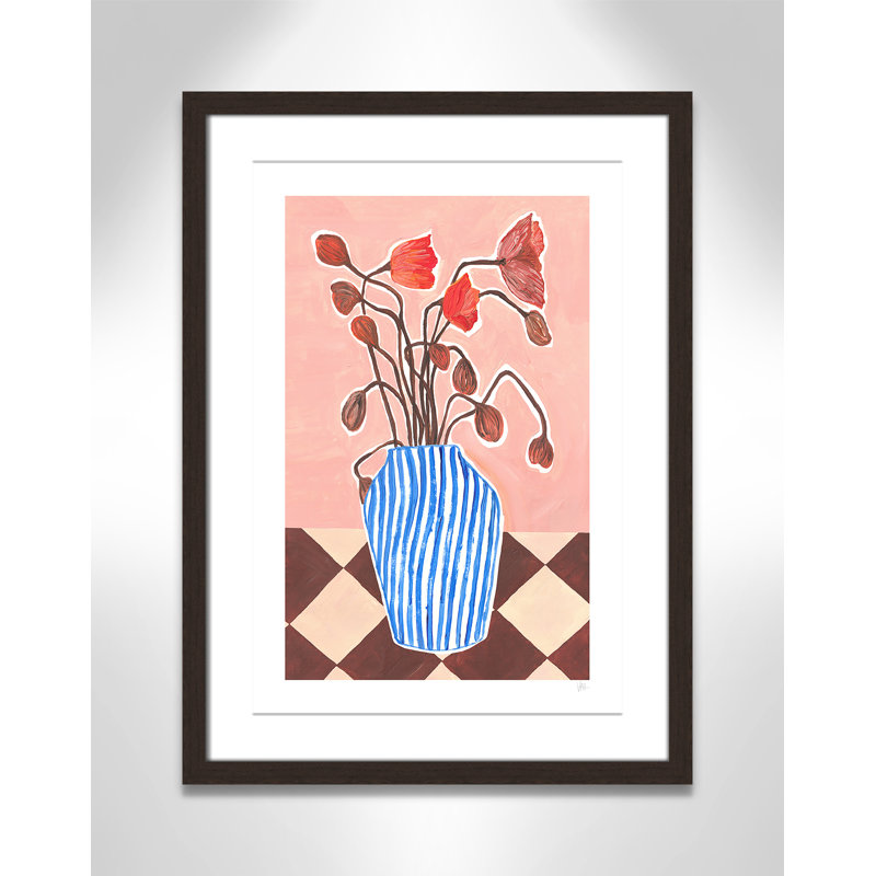 Poppies Print par Violets Print House, Noyer à grain ouvert, 17'' W x 23'' H, Imprimé mat
