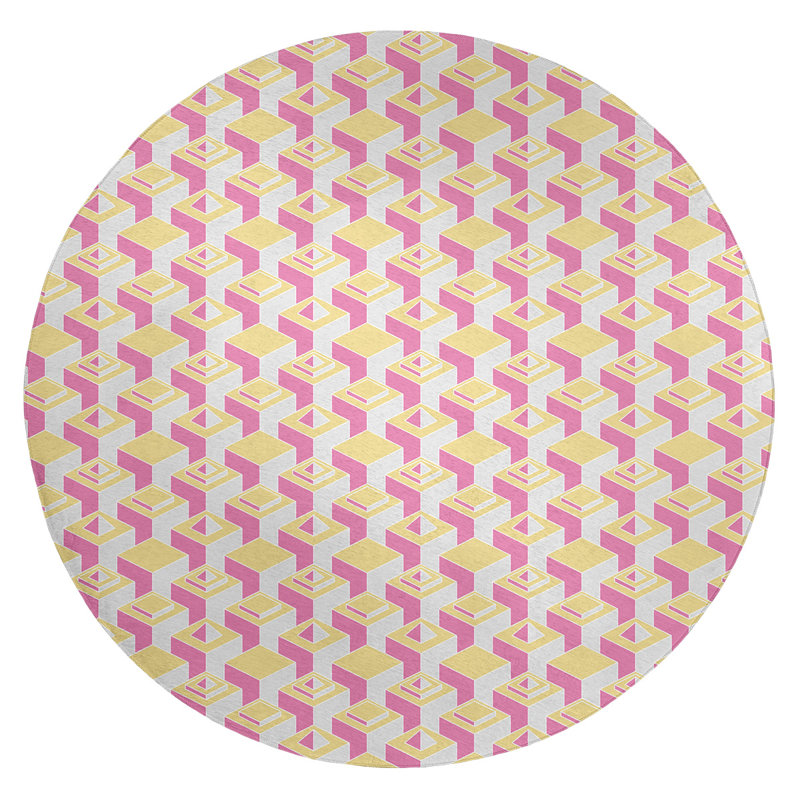 Tapis orange/jaune skyscrapers light, Rond 5 pi