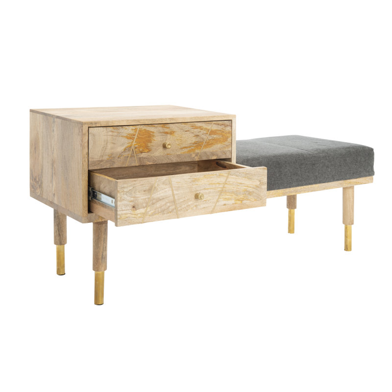 Cotton Upholstered Storage Bench