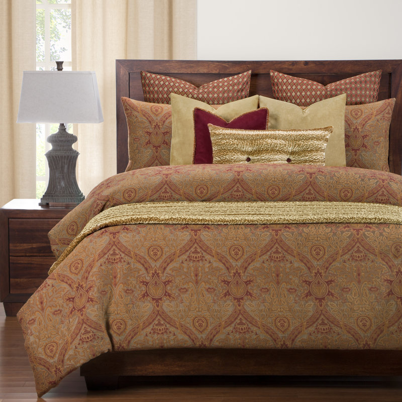 Cambridge Polyester Damask Duvet Cover Set, Queen