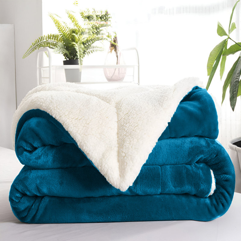 Kaylie Soft Sherpa Fleece Fur Thick Dual Sided Reversible Blanket Throw, 150cm x 200cm, Teal
