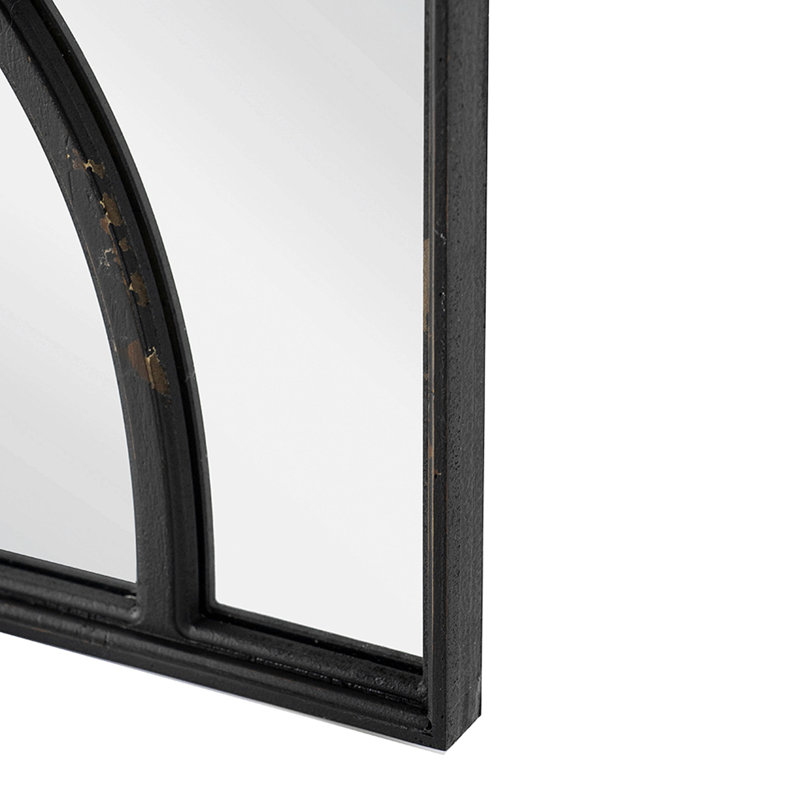 Miroir mural 16 po x 23 po rectangulaire en bois avec cadre noir antique, décoration verticale ou horizontale pour le salon, ensemble de 2