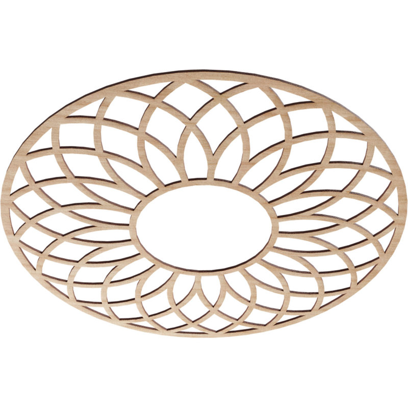 Médaillon de plafond en bois ajouré Cannes, Aulne, H 32 po x l 32 po x P 0,25 po