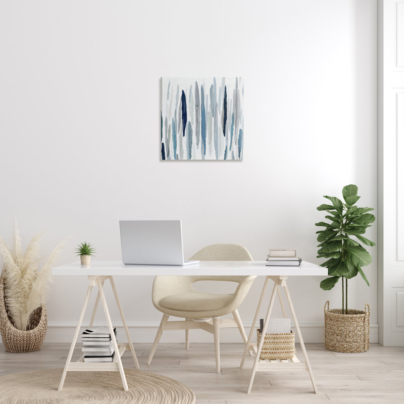 Peinture abstraite épaisse au pinceau bleu-gris, H 24 po x l 24 po