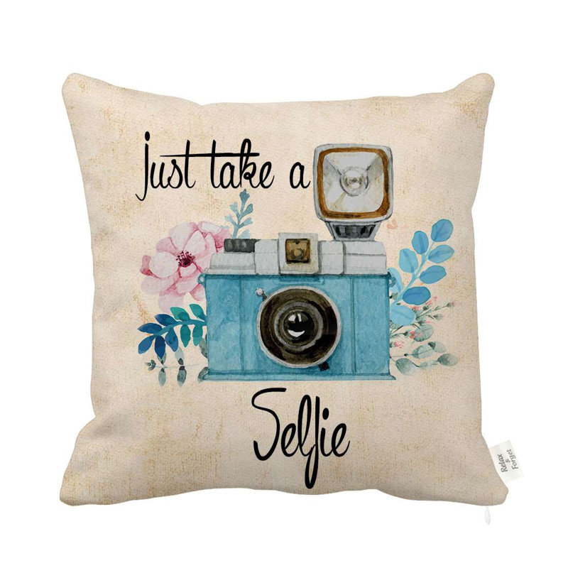  Housse de coussin carré et insert, Bleu / Rose / Noir, polyester