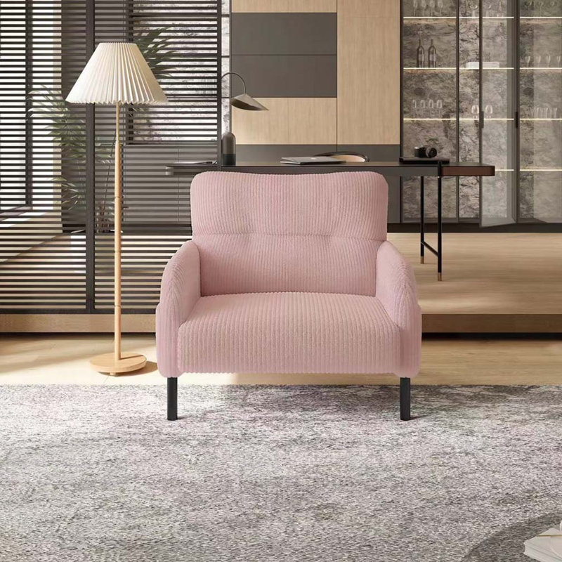 Corduroy Fabric Accent Armchair, Pink