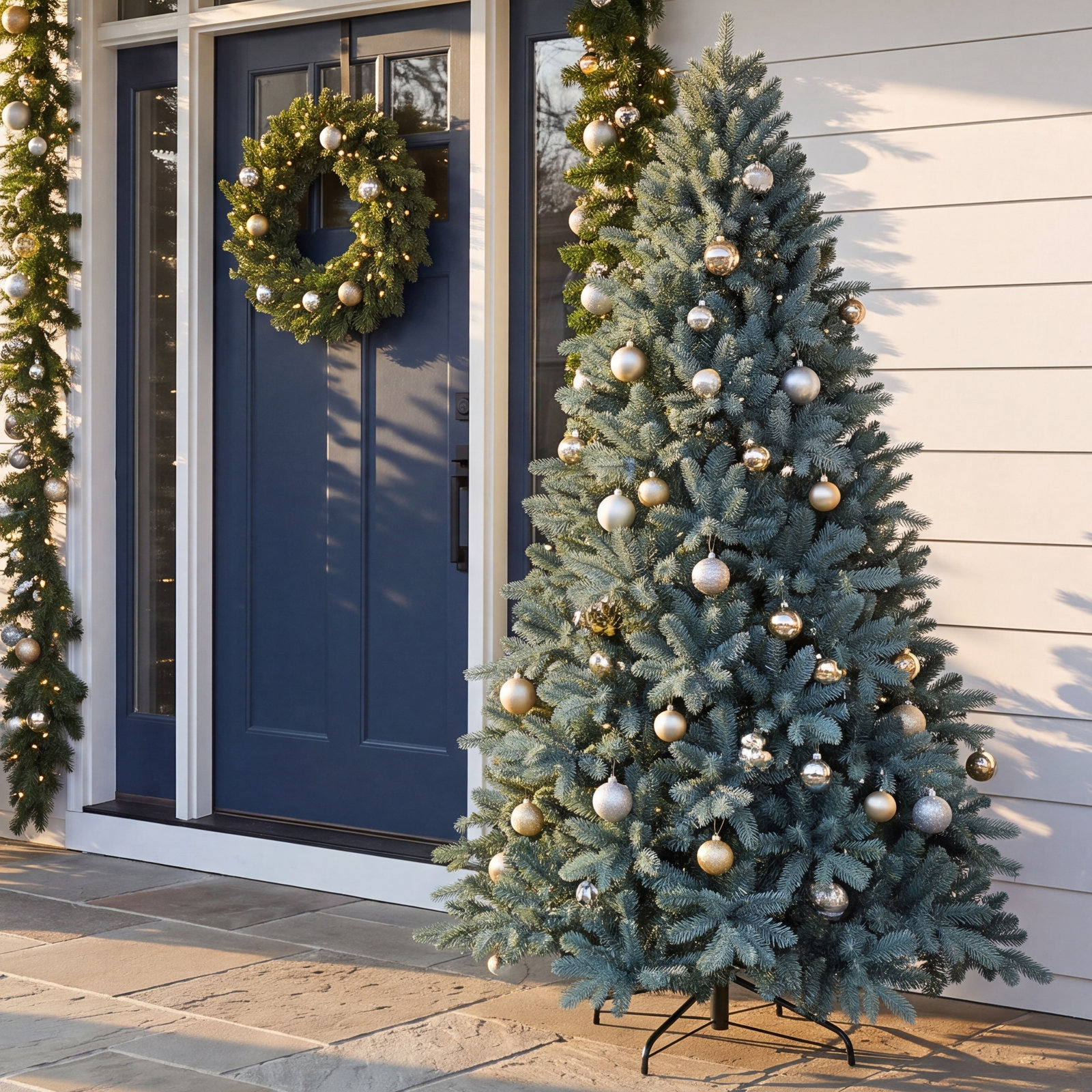 Blue Pre-Lit Christmas Tree, 4'