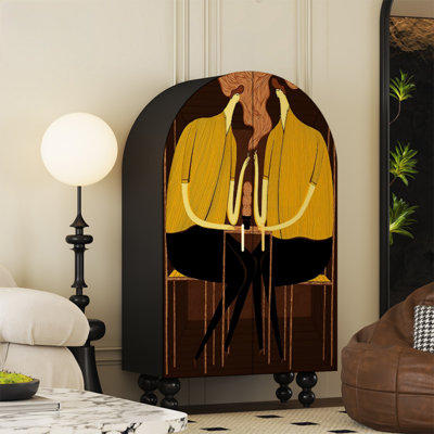 Arched Armoire Cabinet With Shelves & Art  Doors by interanest