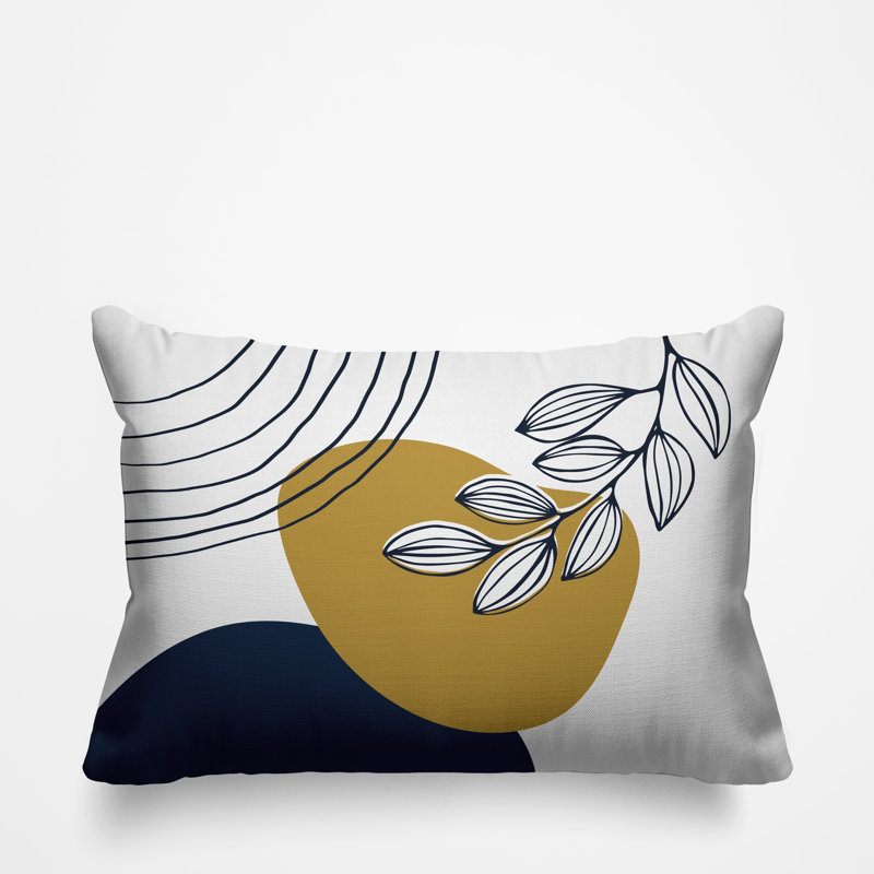 Coussin intérieur / extérieur Lupita, Jaune / Bleu Marine