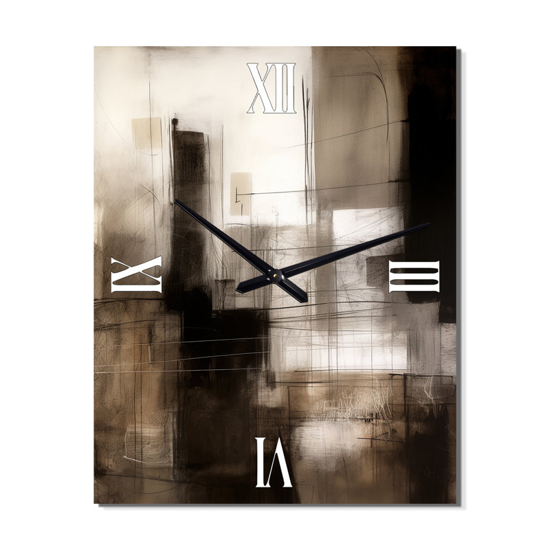 Mid-Century Fusion V - Horloge murale abstraite Mid-Century, H 32 po x l 24 po x P 1 po