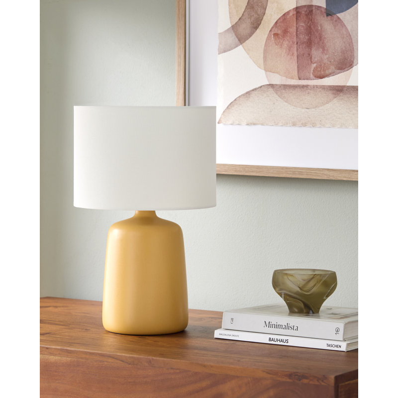 Elio Ceramic Table Lamp with Linen Shade, Yellow