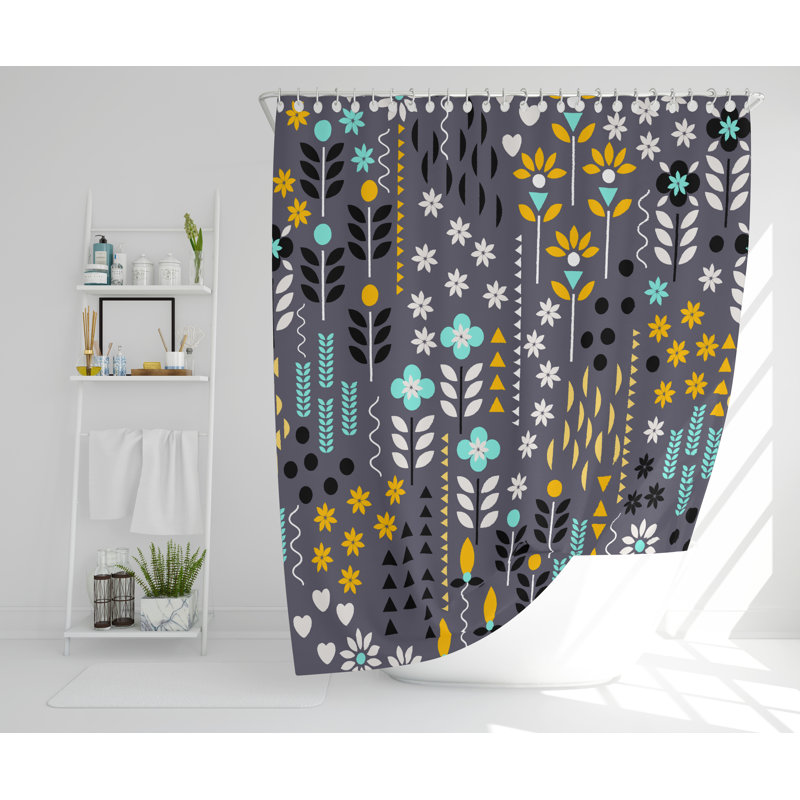 Chriseda Polyester Shower Curtain Set, 168cm H x 168cm W