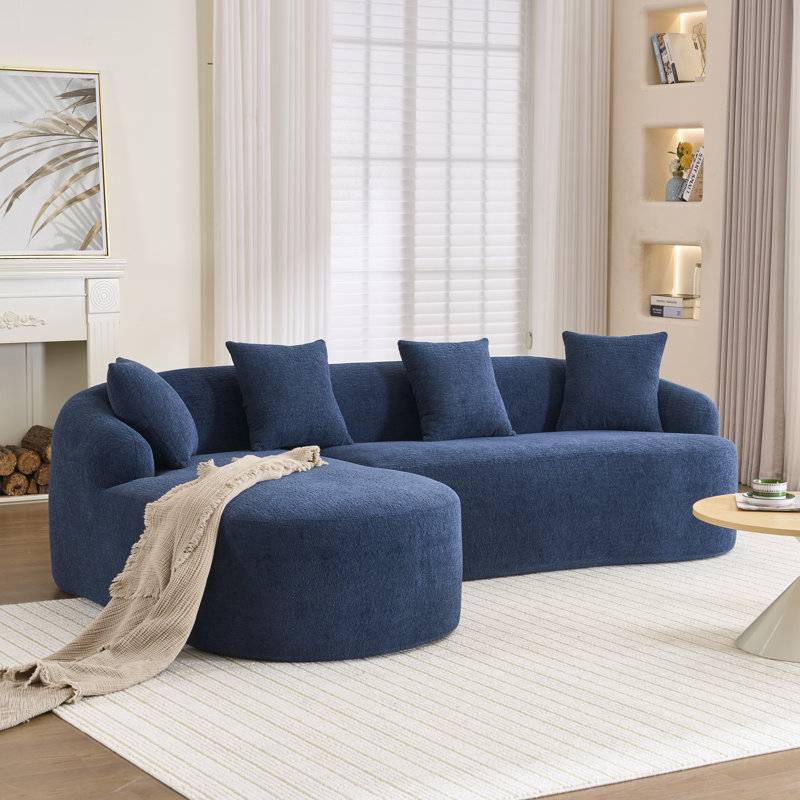 Canapé modulaire en L Modern Compression, Chenille bleue marine