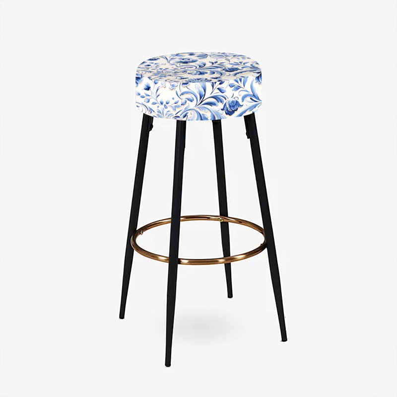 Ensemble de 2 tabourets de bar Blue Renaissance Flourish Victorian