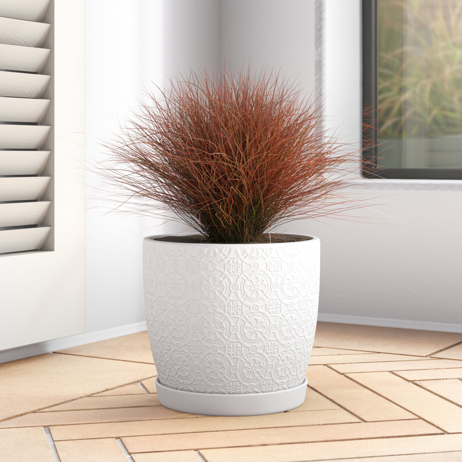 Ceramic Pot Planter, 9.25"H x 10"W x 10"D