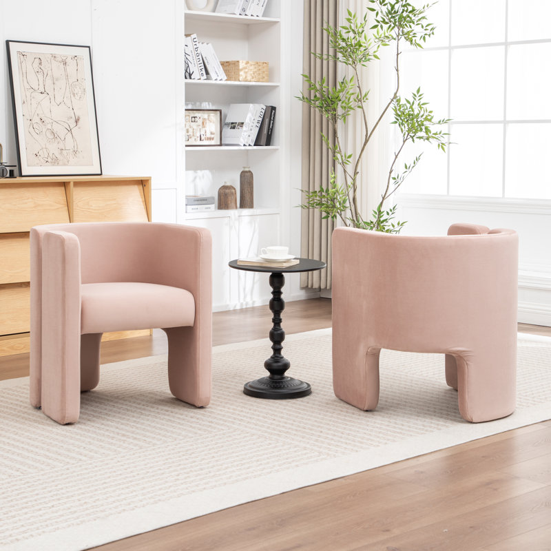 Jaimyn Upholstered Barrel Chair, Pink Velvet