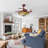 42" Retractable Tiffany Stained Glass Ceiling Fan with LED Lights, 3-Speed Dimmable Fandelier with Remote Control