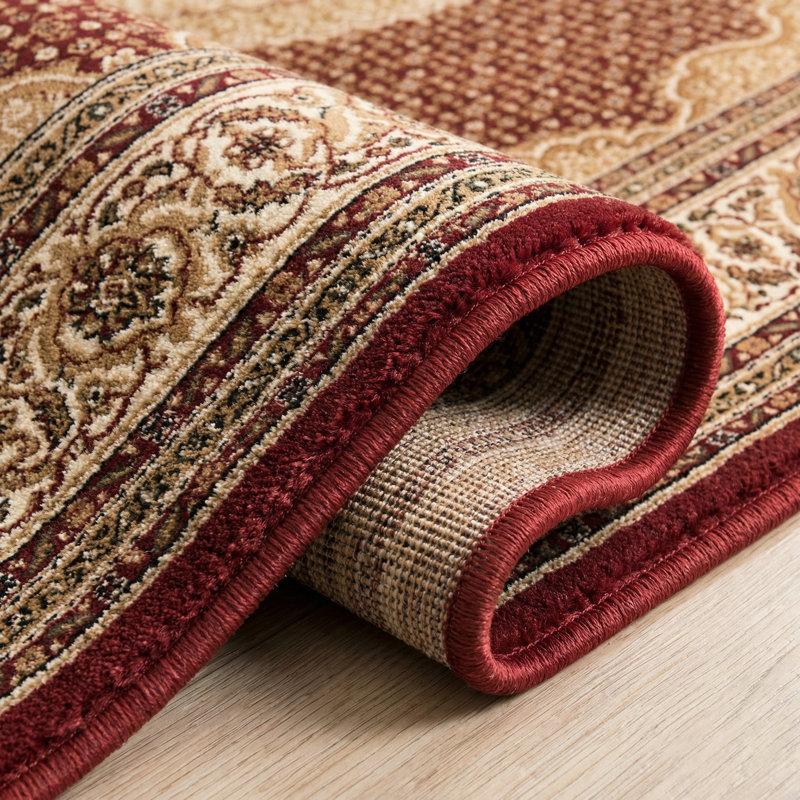 Rug Branch Faris 2' x 9' (2'3" x 9') Red/Beige Persian Medallion Indoor Runner Rug, Traditional, Low Pile, Stain-Resistant Hallway Carpet - Entryway, Mudroom, Bedroom, and Kitchen