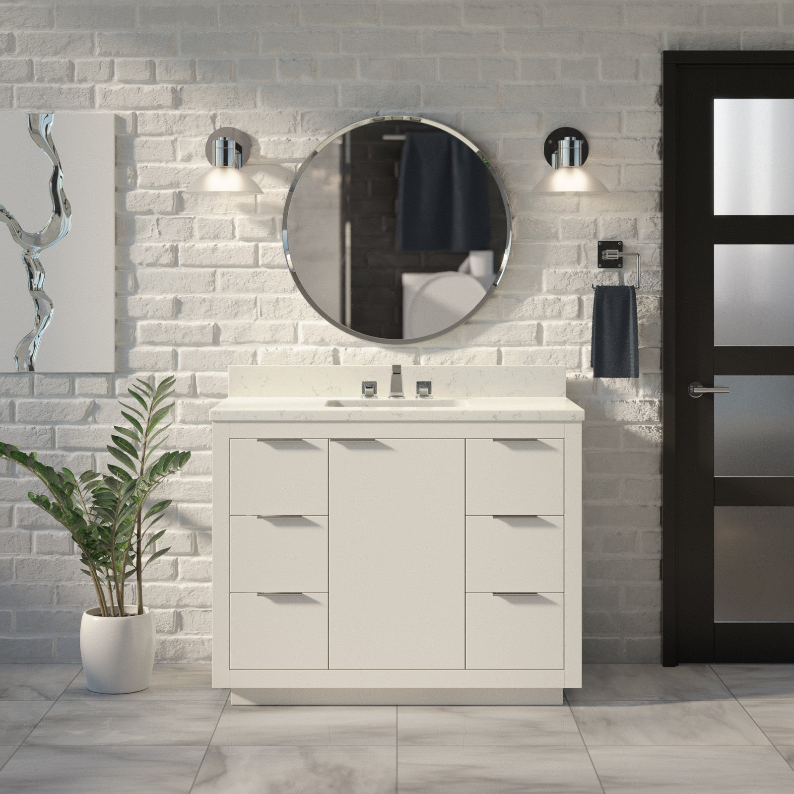 Anastazia 42'' Single Bathroom Vanity, White