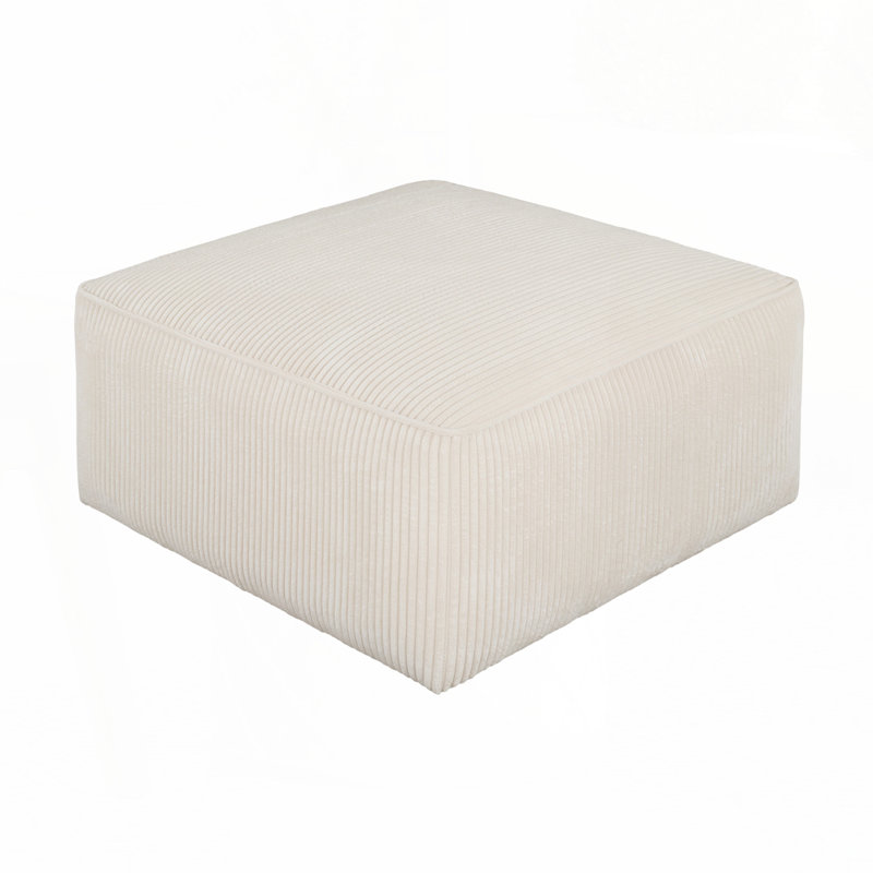Repose-pieds rembourré carré, Tissu beige