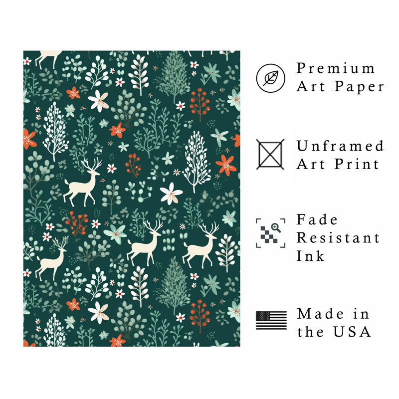 «Holiday Christmas Reindeer VI», reproduction d'art moderne sans cadre, H 30 po x l 20 po