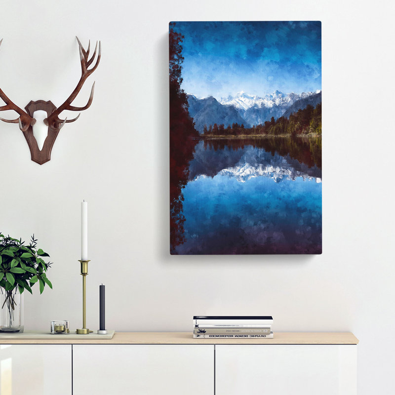 Lake Matheson In New Zealand - Wrapped Canvas Painting, 50cm H x 35cm W x 3cm D