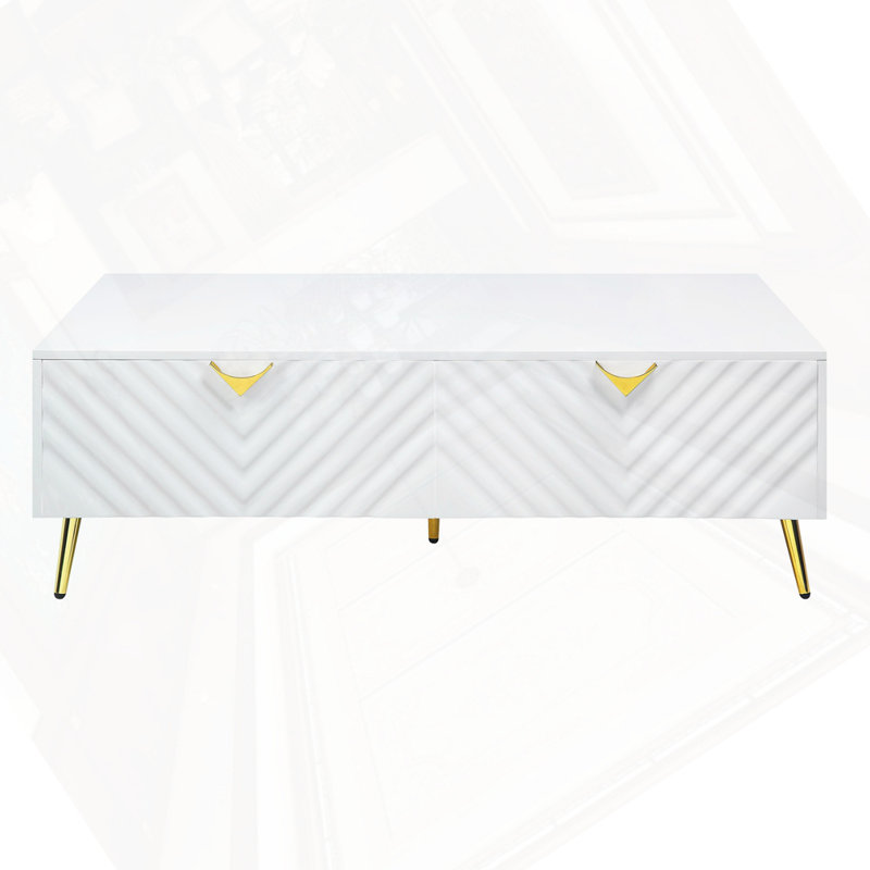 Table basse blanche à finition ultrabrillante