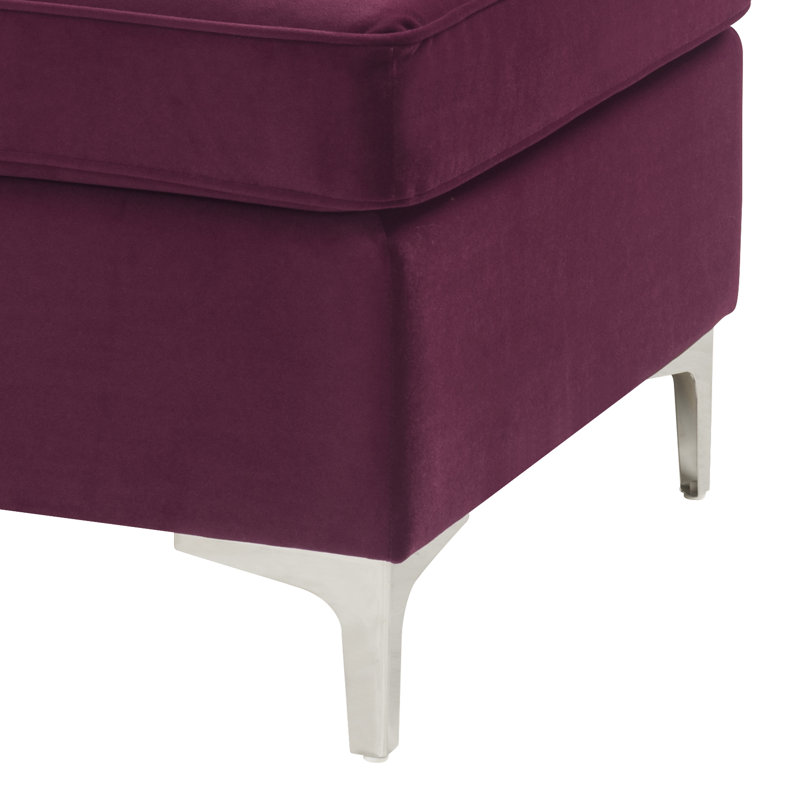 Eniya Velvet Ottoman, Burgundy Velvet