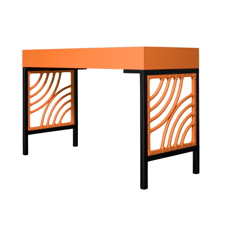 Swirl Writing Desk, Citrus Orange