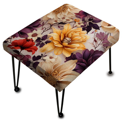 Fleur de jardin mauve et jaune - repose-pieds rectangulaire botanique