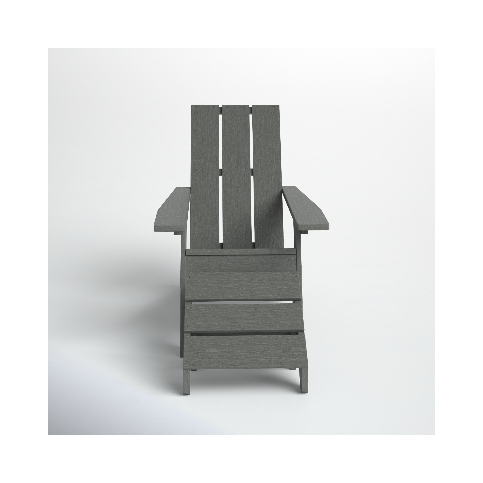 Byrnes Outdoor Adirondack Chair With Ottoman, Gray