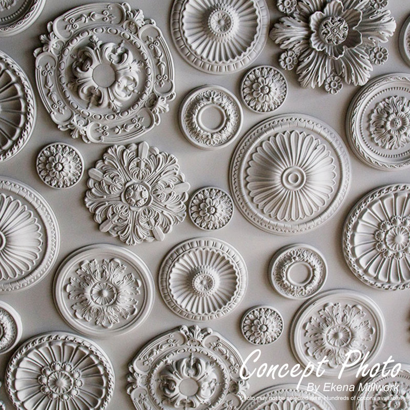 Endurathane Madrid Ceiling Medallion, 24 3/4"W x 12 1/2"H x 3 1/2"ID x 1 3/4"P (Fits Canopies up to 3 1/2"), Two Piece, Factory Primed